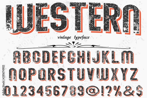 Classic vintage decorative font label design named vintage western