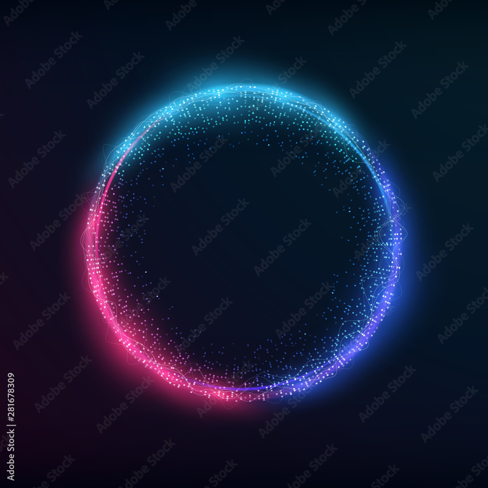 Obraz premium Glowing sci-fi interface HUD elements. Technology futuristic design, neon lights. Vector mystical background