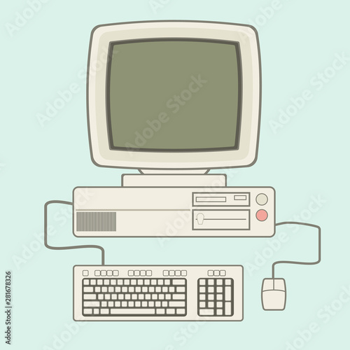Vector illustration of vintage computer
