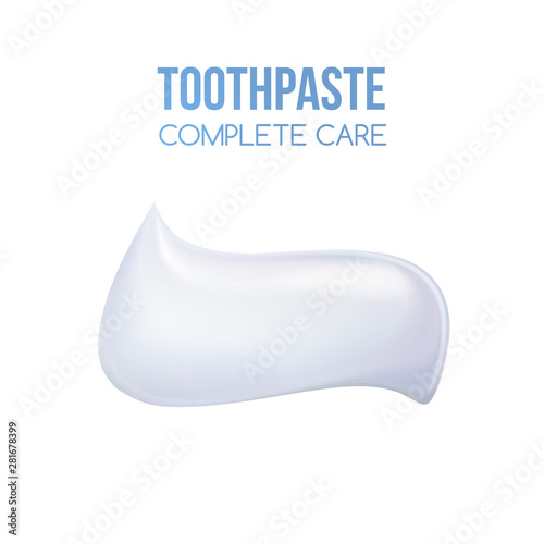 Toothpaste smear set. Dental concept .Blue plastic toothbrush with