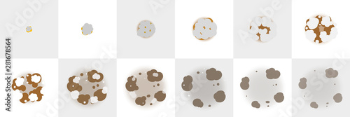 Explosion sequence animation sprite sheet. Vector explosion frames isolated background vector. Cartoon explosion for game