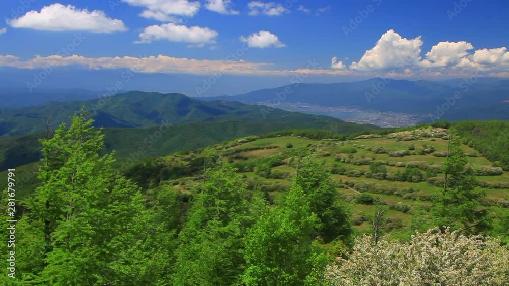 Mountains and distant view of Lake Suwa, Fujimi, Japan Mountains and distant view of Lake Suwa, Fujimi, Japan