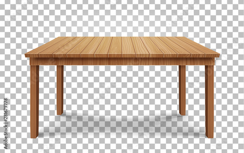 realistic wooden table on transparent background. wood table, 3d. Element for your design,game, advertising.vector photo