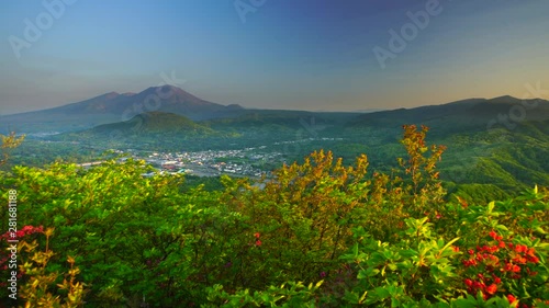 Panning right view of landscape at sunrise photo