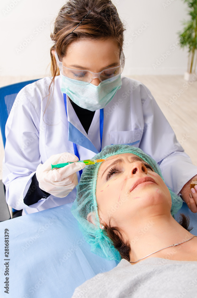 Woman preparing for cosmetic plastic surgery Woman preparing for cosmetic plastic surgery