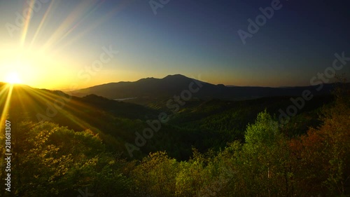 Zoom in view of mountains at sunset photo