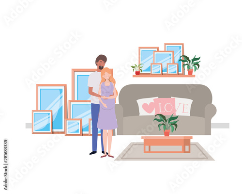 Isolated pregnant woman and man design