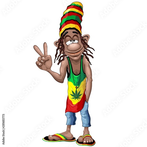 Rastafari Cool Peace Sign Cartoon Character Vector Illustration  photo