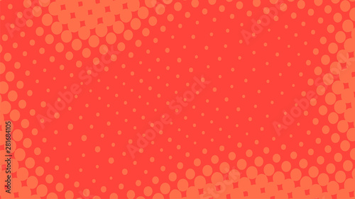 Red retro comic pop art background with halftone dots design, vector illustration template