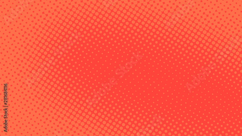 Red pop art background with dots design, abstract vector illustration in retro comics style