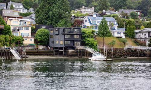 Many Colorful and Nice Homes on Pugest Sound near Seattle Washington photo