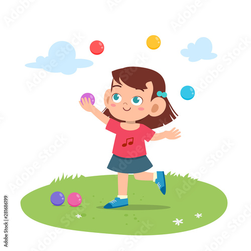 kid boy playing juggling ball vector isolated