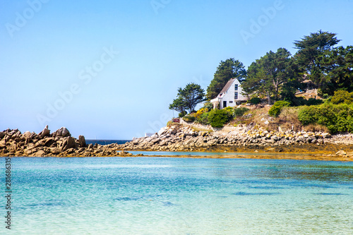 Ile de Batz Island with a beach in the summer, Bretagne, France, French Atlantic photo
