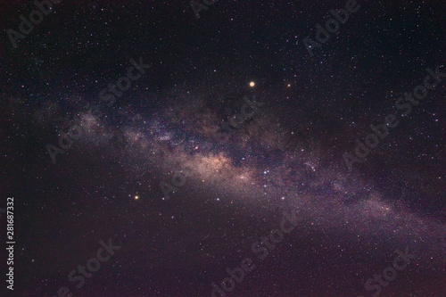 Milky Way Galaxy rising in Sabah Malaysia Asia. Image contain noise and grain due to high ISO. Image also contain soft focus and blur due to long exposure and wide aperture.