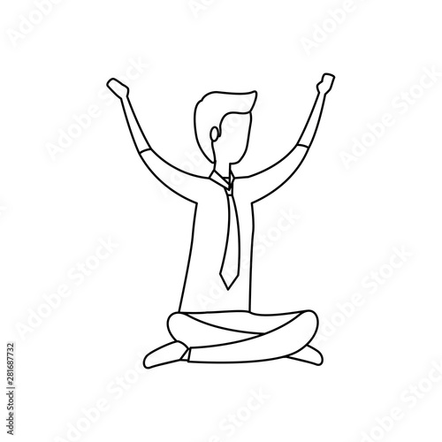elegant businessman seated in lotus position