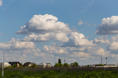 Outskirts of Chisinau. Panorama with the capital of Moldova. Cloudy sky before the rain.	