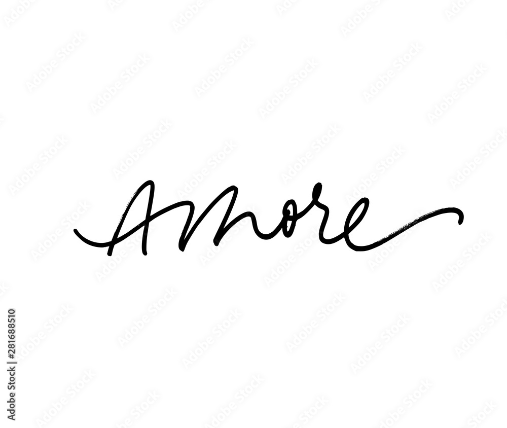 Amore handwritten ink brush vector lettering. Love, italian word handwriting. Amore handwritten ink brush vector lettering. Love, italian word handwriting.