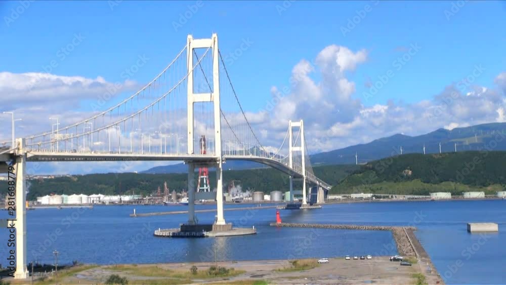 Hakucho Bridge and Muroran port, Muroran, Hokkaido, Japan Hakucho Bridge and Muroran port, Muroran, Hokkaido, Japan