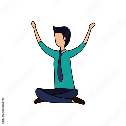 elegant businessman seated in lotus position