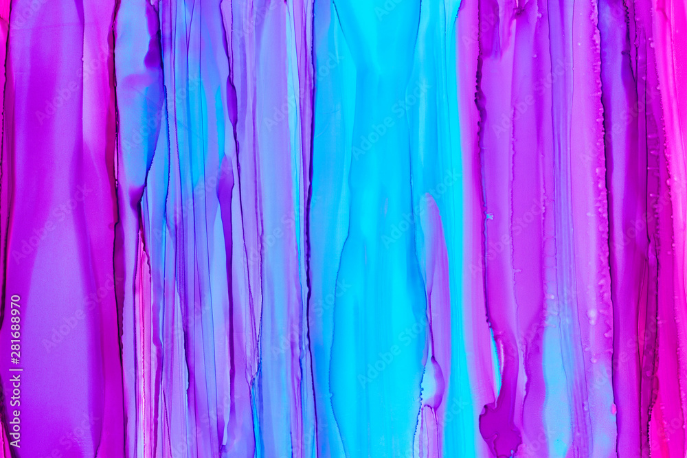 Purple, blue and pink watercolor texture background. Hand drawn sky blue blurred daubs abstract backdrop.
