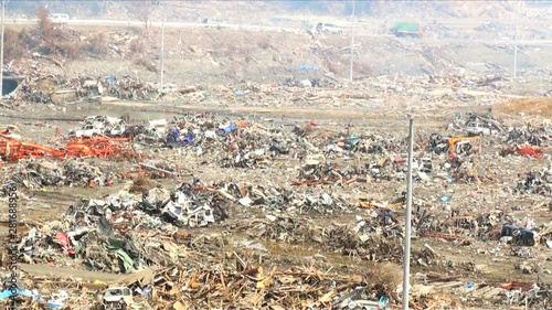 Panning shot of Minamisanriku after Great East Japan Earthquake,  Japan photo