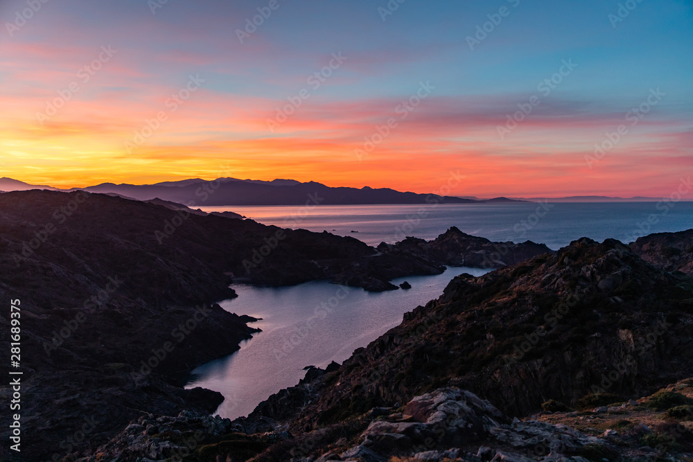 Sunset sky view with copy space at Cap de Creus