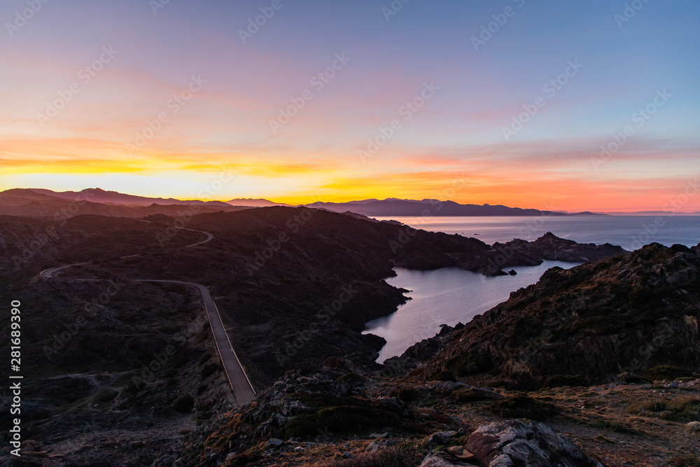 Sunset sky view with copy space at Cap de Creus