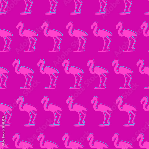 Fototapeta Naklejka Na Ścianę i Meble -  Seamless vector bright colored wallpaper with flamingos