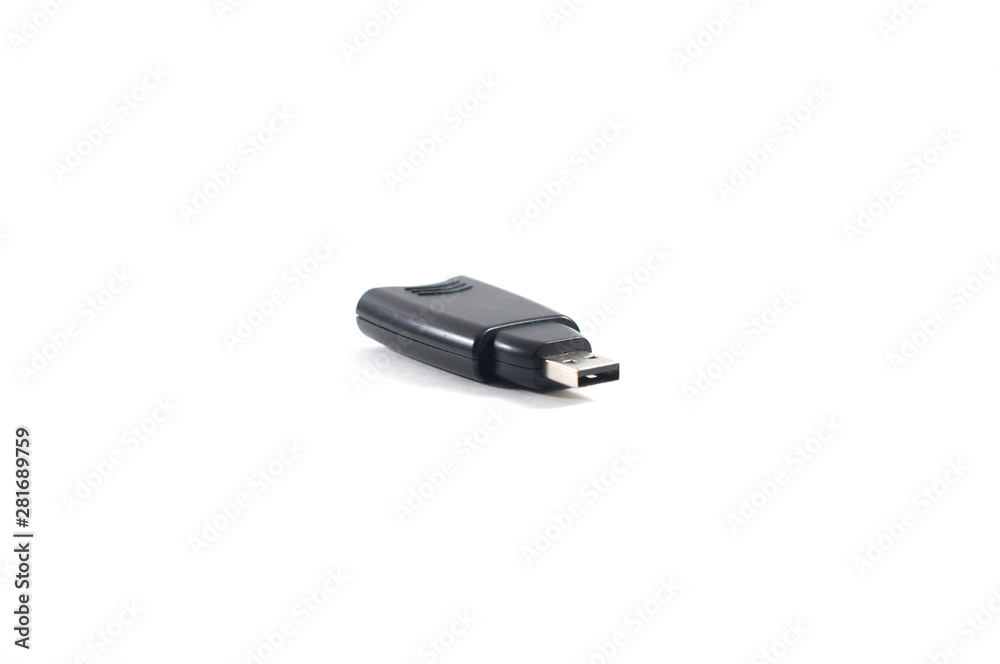 black flash drive on a white background black flash drive on a white background