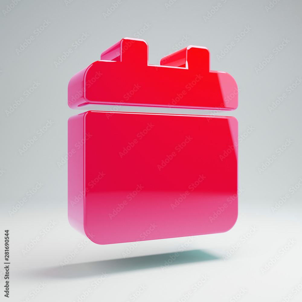 Volumetric glossy hot pink Calendar icon isolated on white background. Volumetric glossy hot pink Calendar icon isolated on white background.