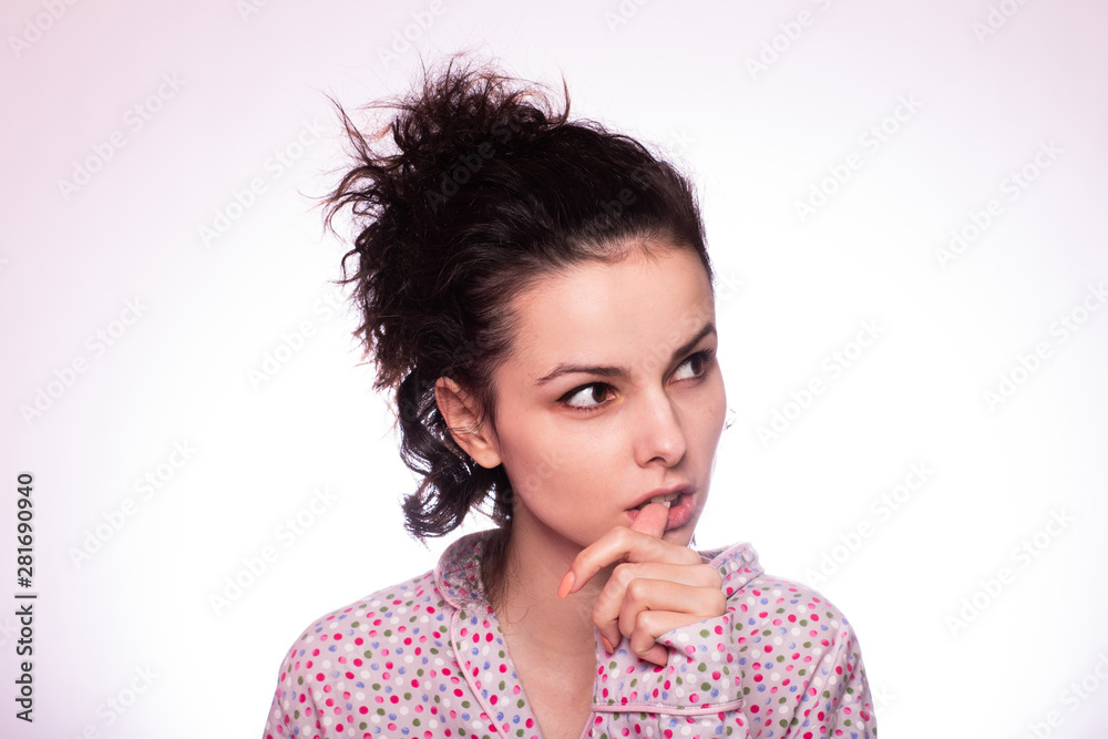 Fototapeta premium beautiful curly girl in pajamas