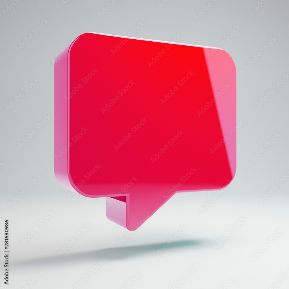 Volumetric glossy hot pink Comment icon isolated on white background. Volumetric glossy hot pink Comment icon isolated on white background.