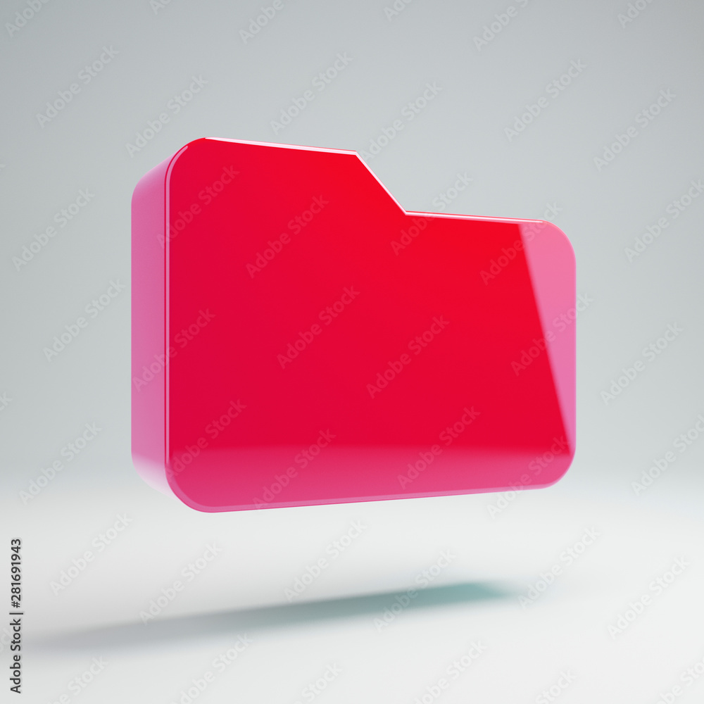 Volumetric glossy hot pink Folder icon isolated on white background. Volumetric glossy hot pink Folder icon isolated on white background.