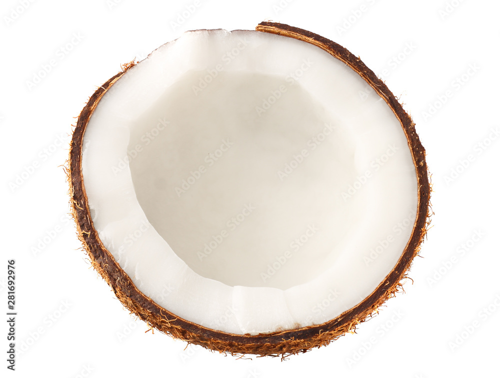 half of coconut isolated on white background half of coconut isolated on white background