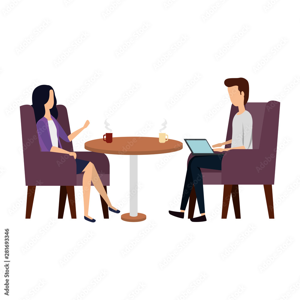 elegant business couple working with laptop in livingroom elegant business couple working with laptop in livingroom