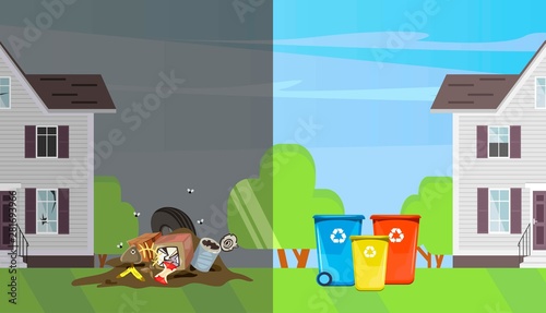 Comparison of clean and dirty street.