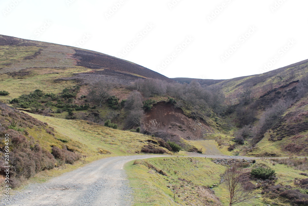 Naklejka premium Calm walk in the Scottish hills