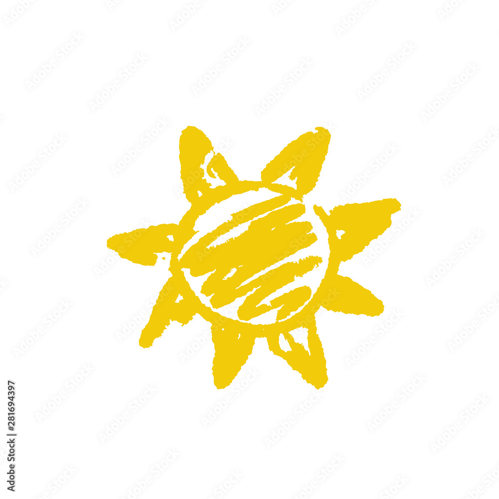 Hand drawn vector sun icon isolated on white. Hand drawn vector sun icon isolated on white.
