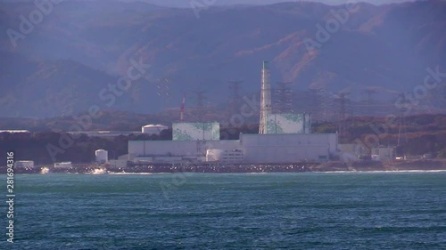 View of nuclear power station in Fukushima, Tomioka, Futaba, Japan photo