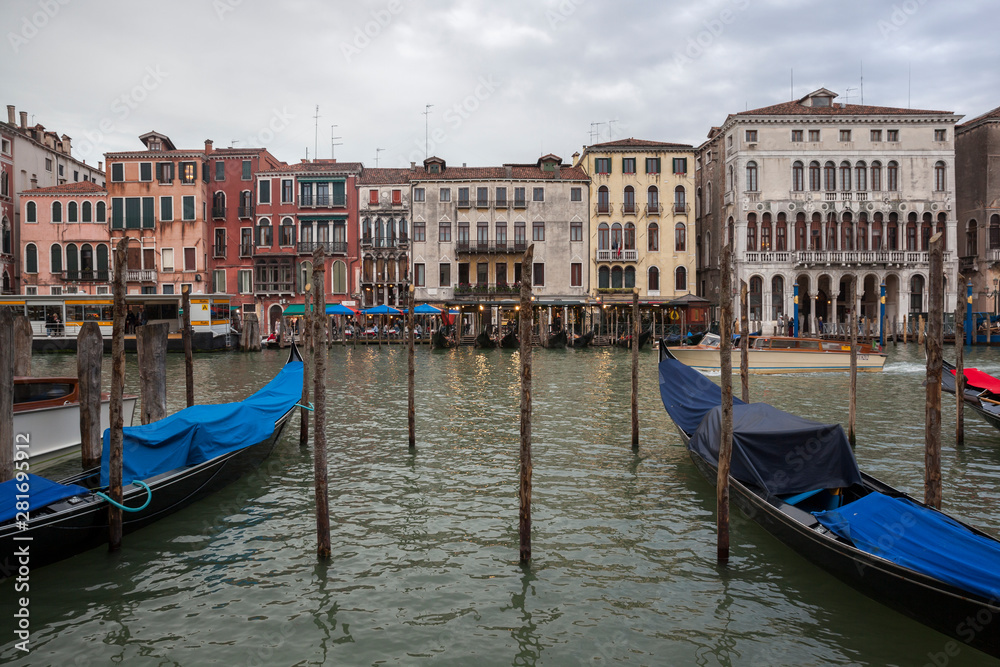 The grand Canal in Venice taken near the famous Rialto Bridge.
