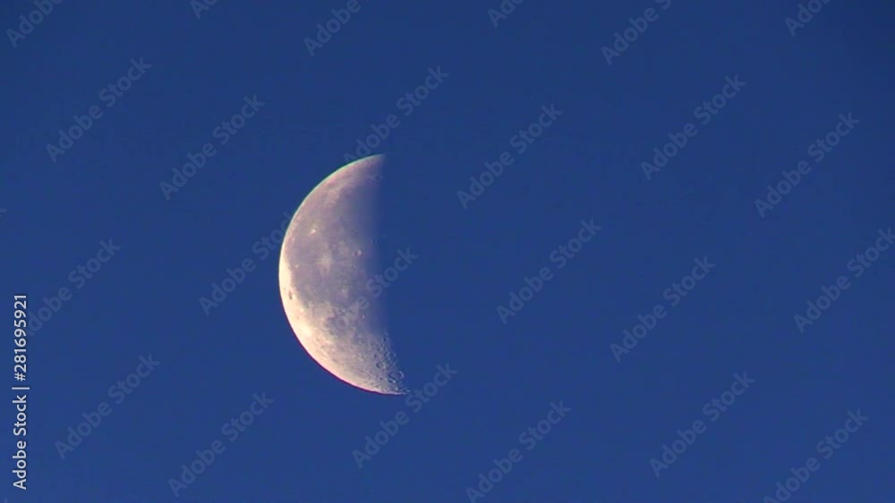 Crescent moon in blue sky, Japan Crescent moon in blue sky, Japan
