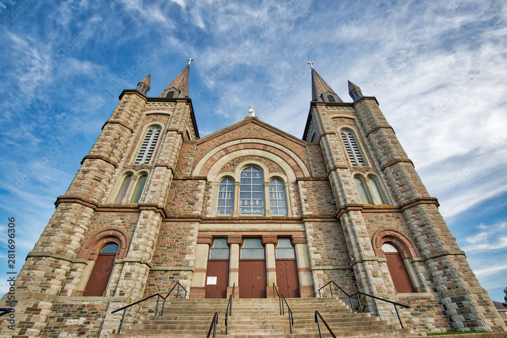 Fototapeta premium St. Anne Roman Catholic Church in Penetanguishene town located in Georgian Bay in Simcoe County, Ontario, Canada