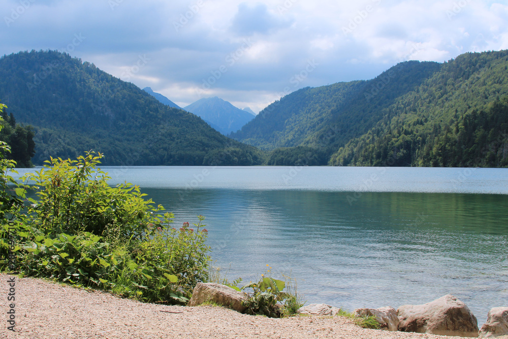 Fototapeta beautiful mountain lake at the foot of the Alps