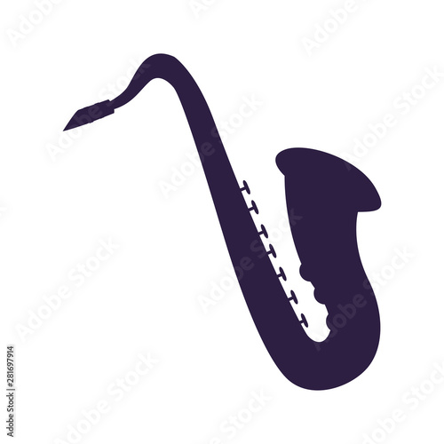 saxophone musical on white background