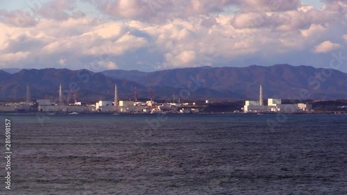 View of nuclear power station in Fukushima, Tomioka, Futaba, Japan photo