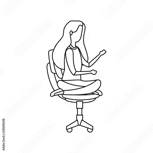 elegant businesswoman with lotus position in office chair