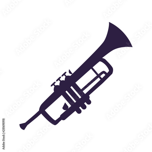 trumpet musical on white background