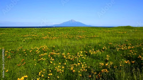 Wide shot of Sarobetsu Plain in spring, Tenshio, Hokkaido photo