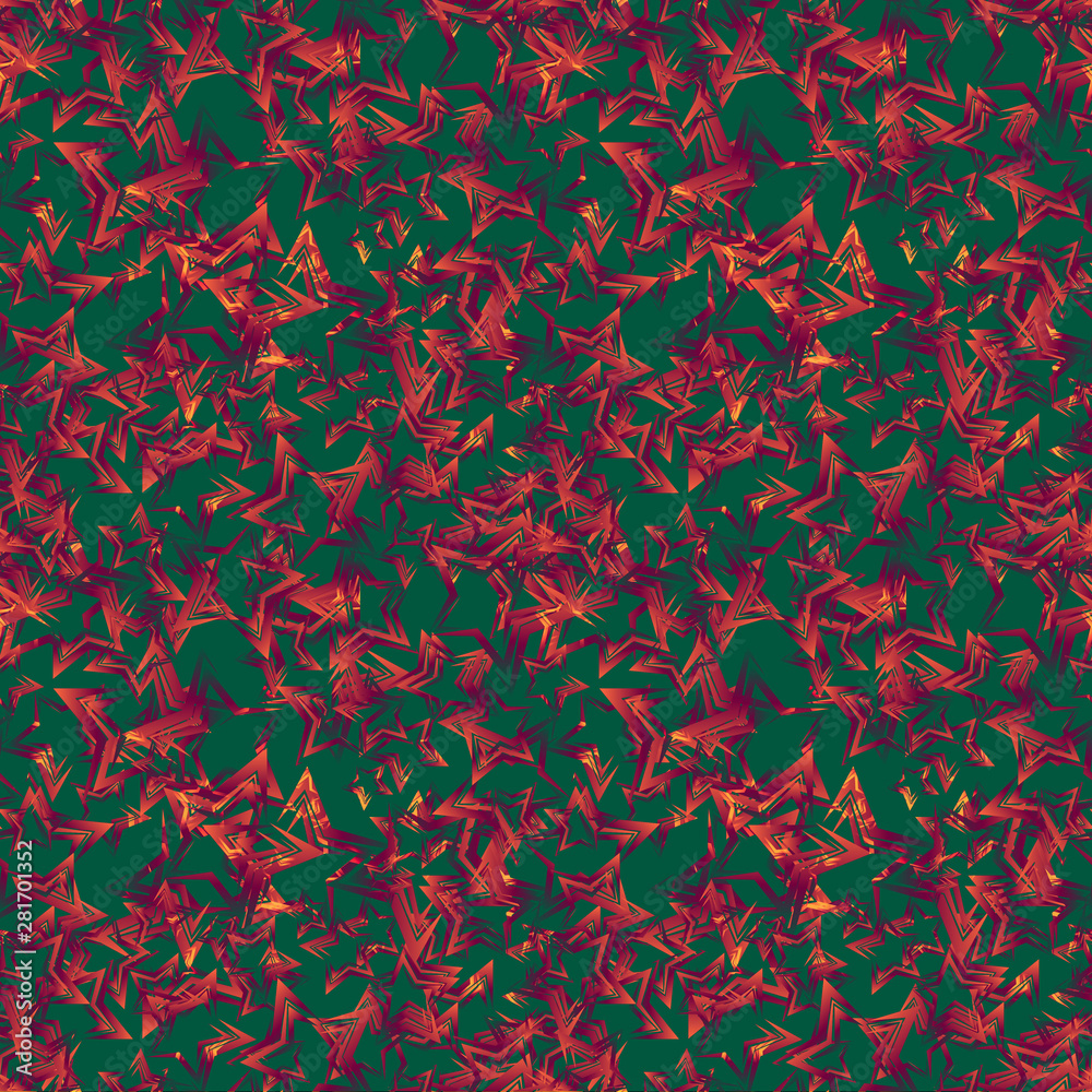 Red starry dense texture on a green background. Red starry dense texture on a green background.