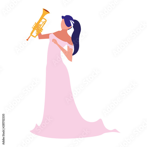 musician woman trumpet playing music